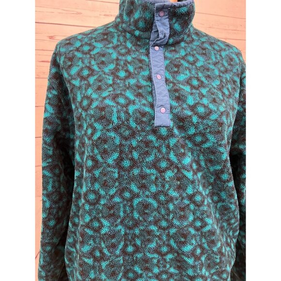 LL Bean Fleece Jacket Pullover Sweatshirt Aztec Mens Small Vintage 90s Made USA - Picture 9 of 11